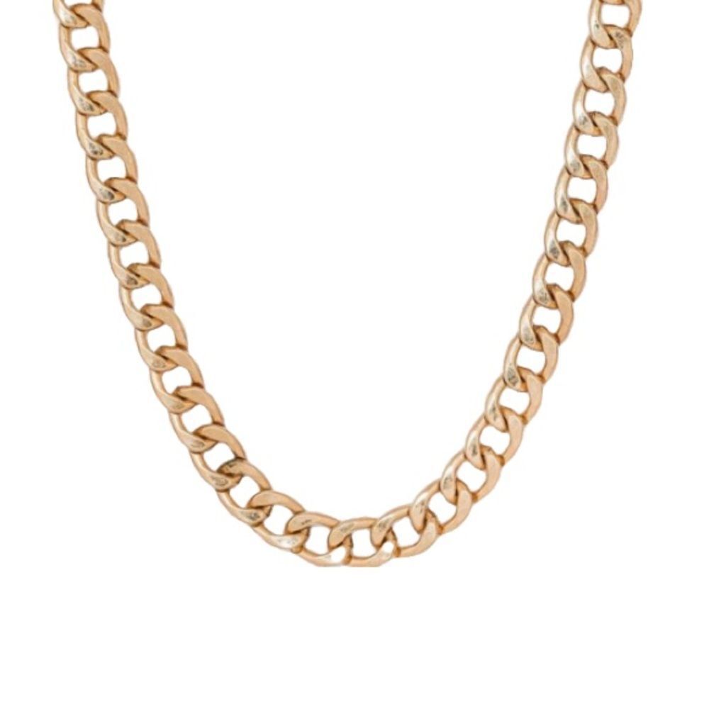 8mm Gold Curb Chain Necklace 16"
